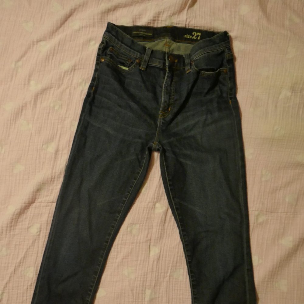 J Crew Lookout High Rise Crop Jeans 27 Dark Wash